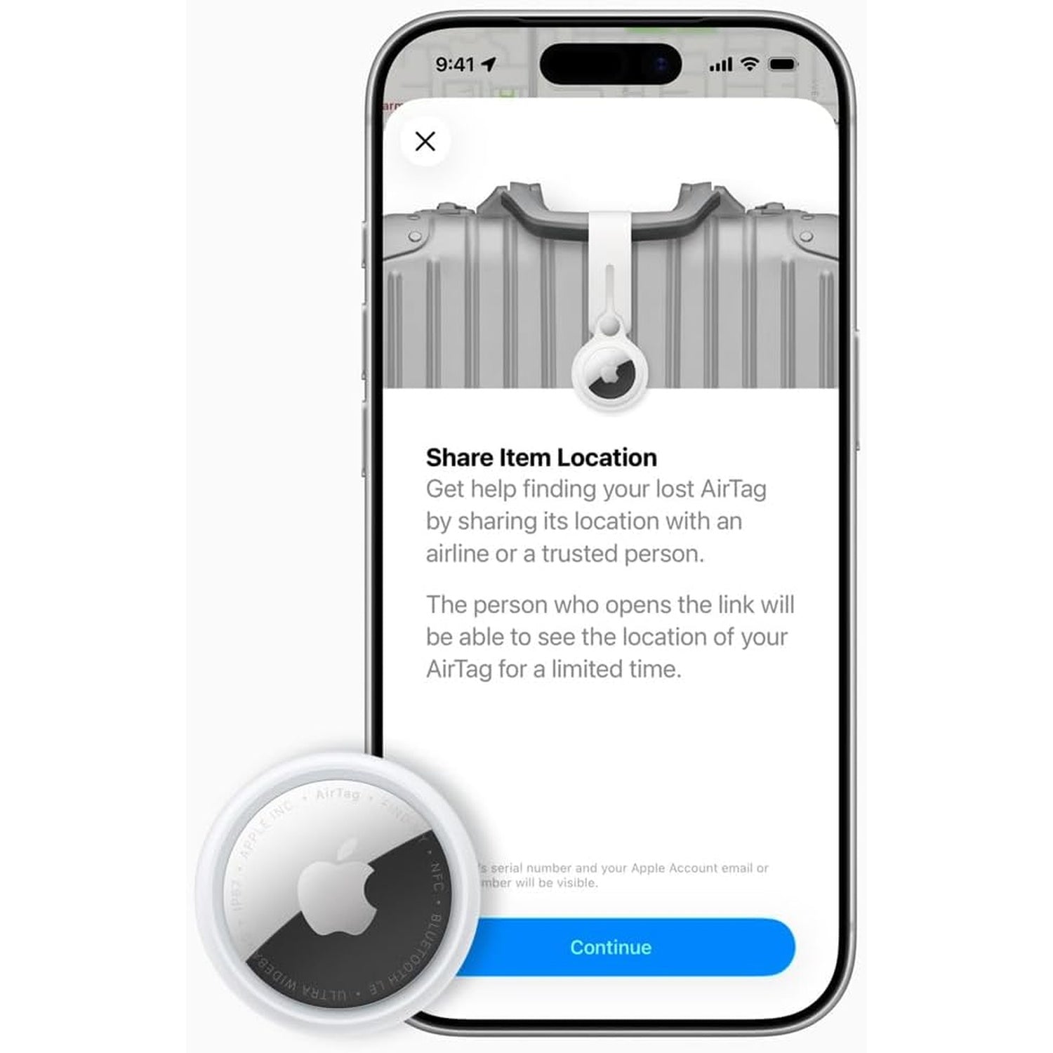 Apple AirTag segunda generación con función para compartir ubicación desde iPhone
