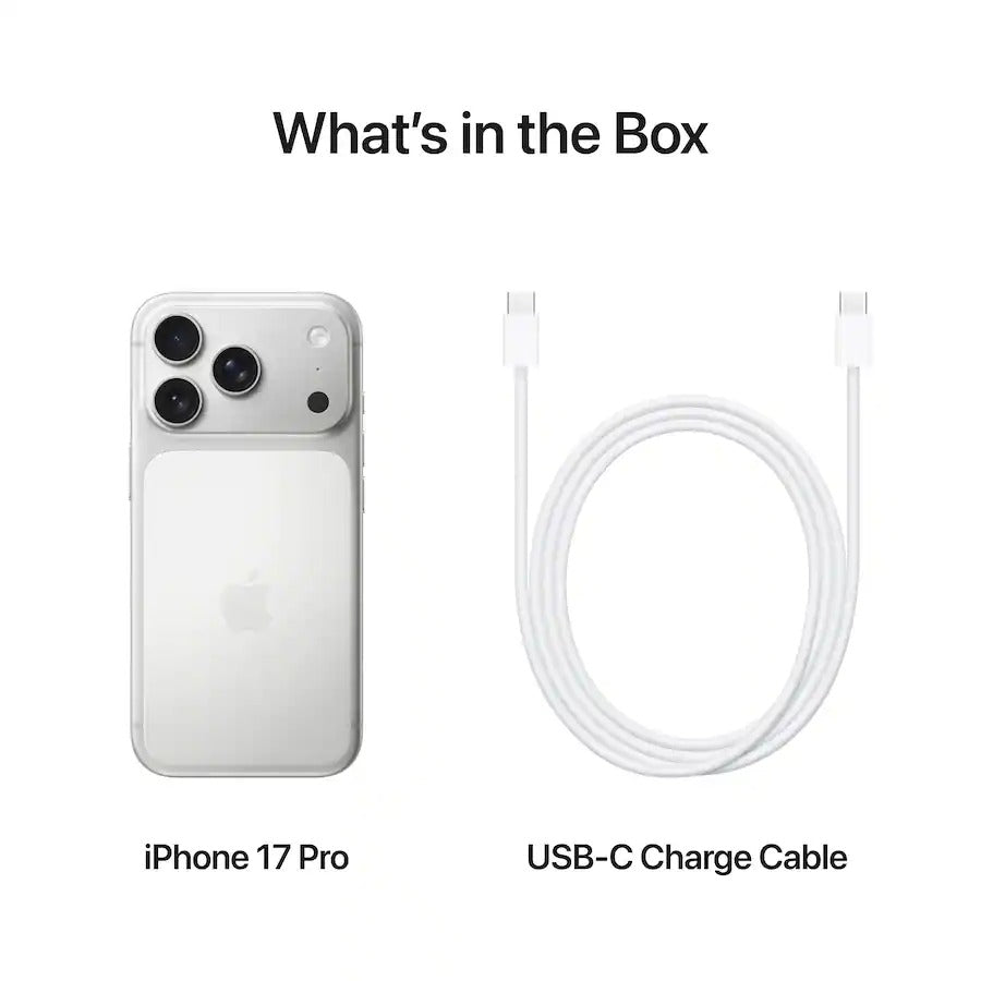 Apple iPhone 17 Pro 256GB Unlocked in Silver with USB-C charge cable included in the box