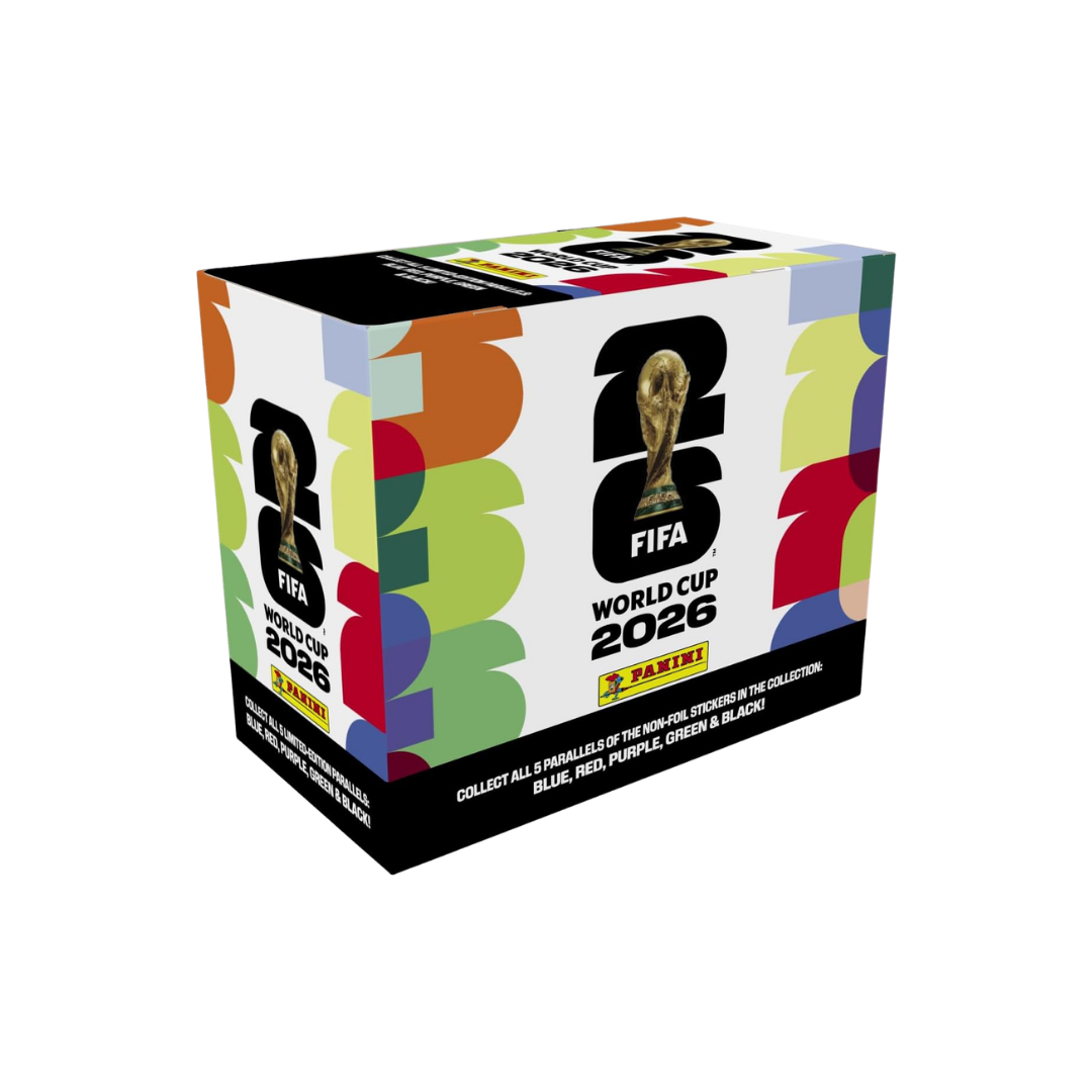 Panini FIFA World Cup 2026 sticker box with 25 packs sealed