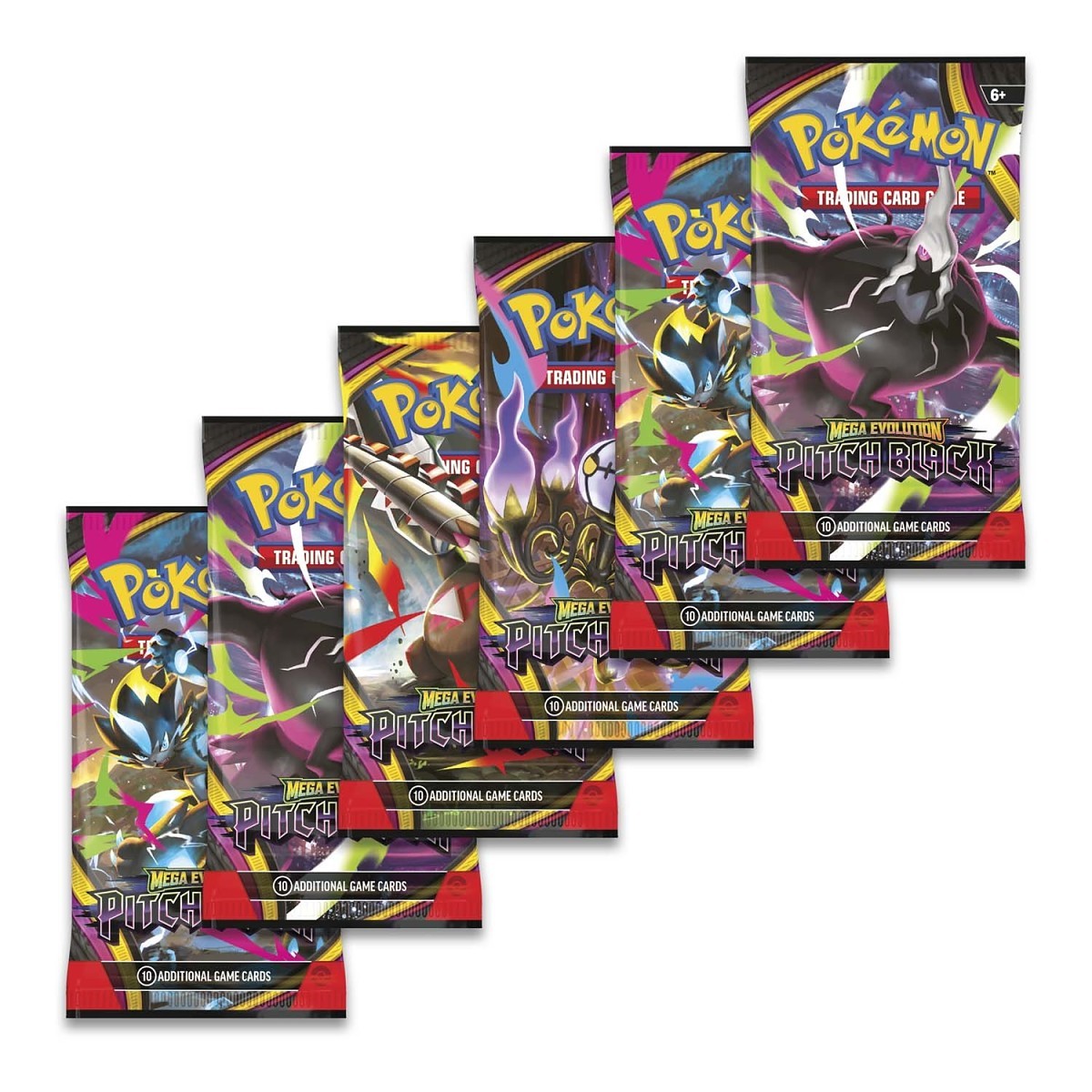 Pokémon TCG Mega Evolution Pitch Black booster packs included in the 6 pack booster bundle