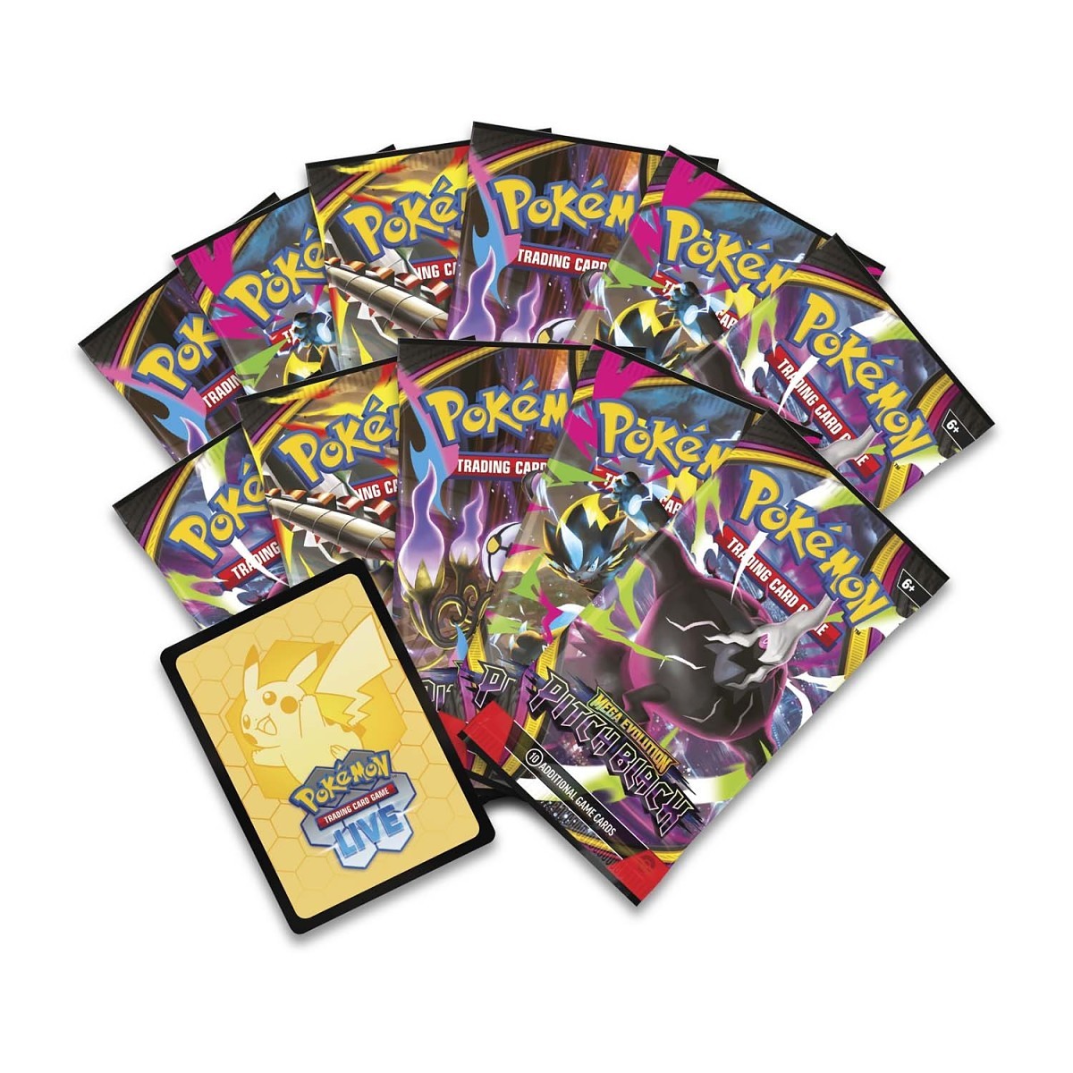 Pokémon TCG Mega Evolution Pitch Black Pokémon Center Elite Trainer Box booster packs and code card