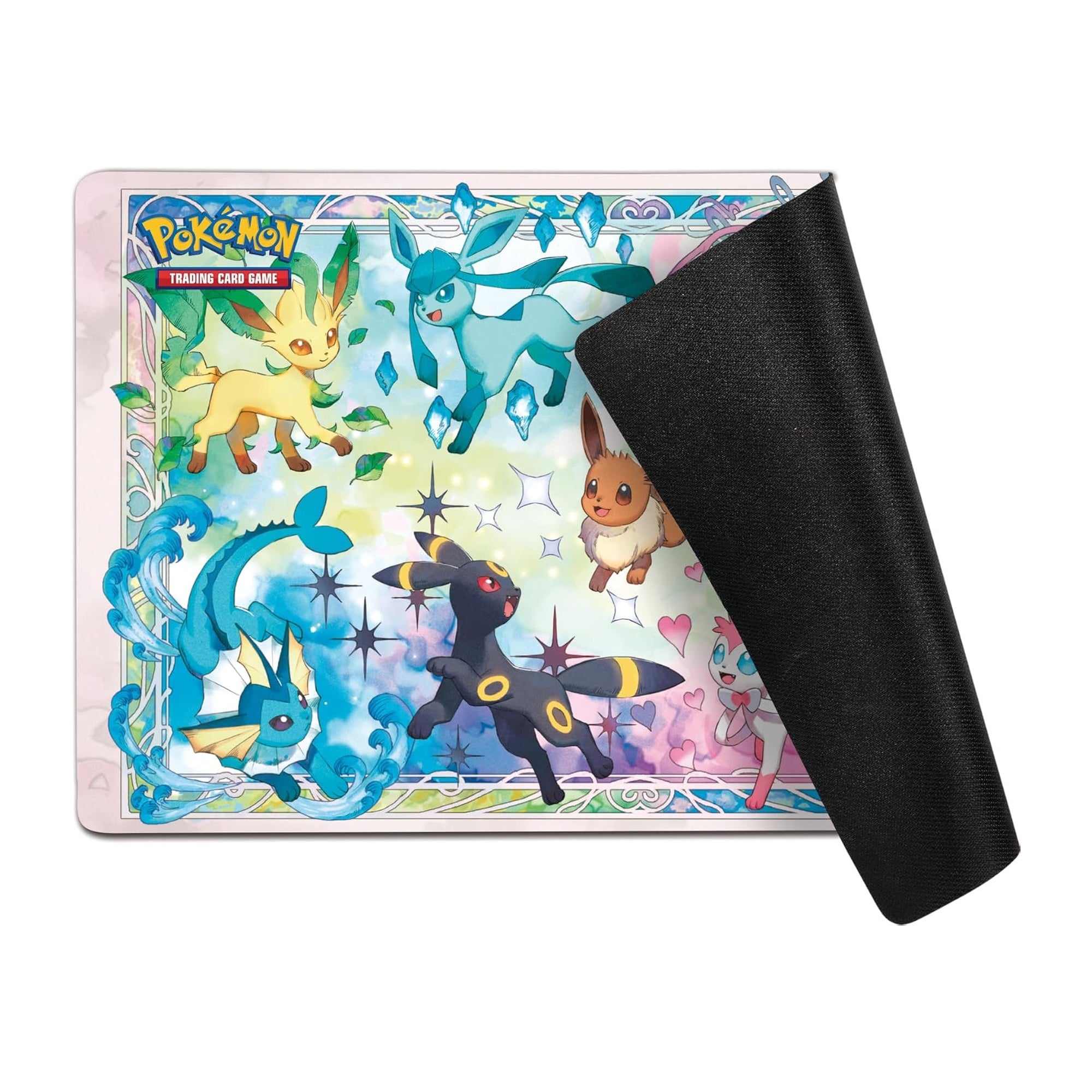 Pokémon TCG Prismatic Evolutions playmat featuring Eevee and Eevee Evolutions
